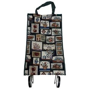 Vintage Home Sweet Home Tapestry Print Collapsible Tote Bag w/ Wheels